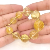 Beer Quartz 9.5-16mm Faceted Round Shape AA+ Grade Gemstone Beads Strand - Total 1 Strand of 5 Inch.