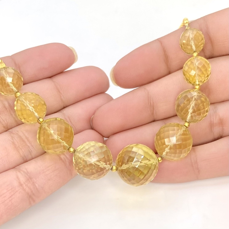 Beer Quartz 9.5-16mm Faceted Round Shape AA+ Grade Gemstone Beads Strand - Total 1 Strand of 5 Inch.