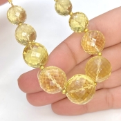 Beer Quartz 9.5-16mm Faceted Round Shape AA+ Grade Gemstone Beads Strand - Total 1 Strand of 5 Inch.
