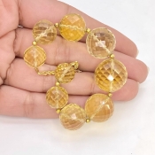 Beer Quartz 9.5-16mm Faceted Round Shape AA+ Grade Gemstone Beads Strand - Total 1 Strand of 5 Inch.