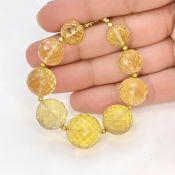 Beer Quartz 9.5-16mm Faceted Round Shape AA+ Grade Gemstone Beads Strand - Total 1 Strand of 5 Inch.