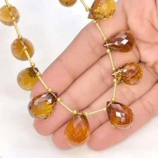 Whisky Quartz 12-18.5mm Briolette Drop Shape AAA+ Grade Gemstone Beads Layout - Total 1 Strand of 9 Inch.