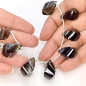 Smoky Quartz 18-20mm Briolette Twisted Shape AAA Grade Gemstone Beads Layout - Total 1 Strand of 7 Inch.