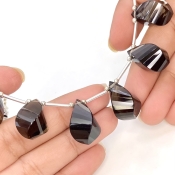 Smoky Quartz 18-20mm Briolette Twisted Shape AAA Grade Gemstone Beads Layout - Total 1 Strand of 7 Inch.