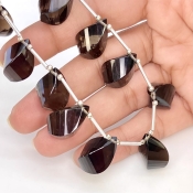 Smoky Quartz 18-20mm Briolette Twisted Shape AAA Grade Gemstone Beads Layout - Total 1 Strand of 7 Inch.
