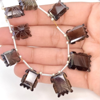 Smoky Quartz 12-19mm Carved Creative Cut Shape AAA Grade Gemstone Beads Layout - Total 1 Strand of 13 Inch.