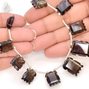 Smoky Quartz 12-19mm Carved Creative Cut Shape AAA Grade Gemstone Beads Layout - Total 1 Strand of 13 Inch.