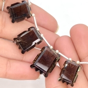 Smoky Quartz 12-19mm Carved Creative Cut Shape AAA Grade Gemstone Beads Layout - Total 1 Strand of 13 Inch.