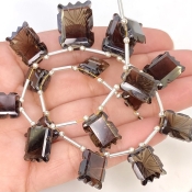 Smoky Quartz 12-19mm Carved Creative Cut Shape AAA Grade Gemstone Beads Layout - Total 1 Strand of 13 Inch.