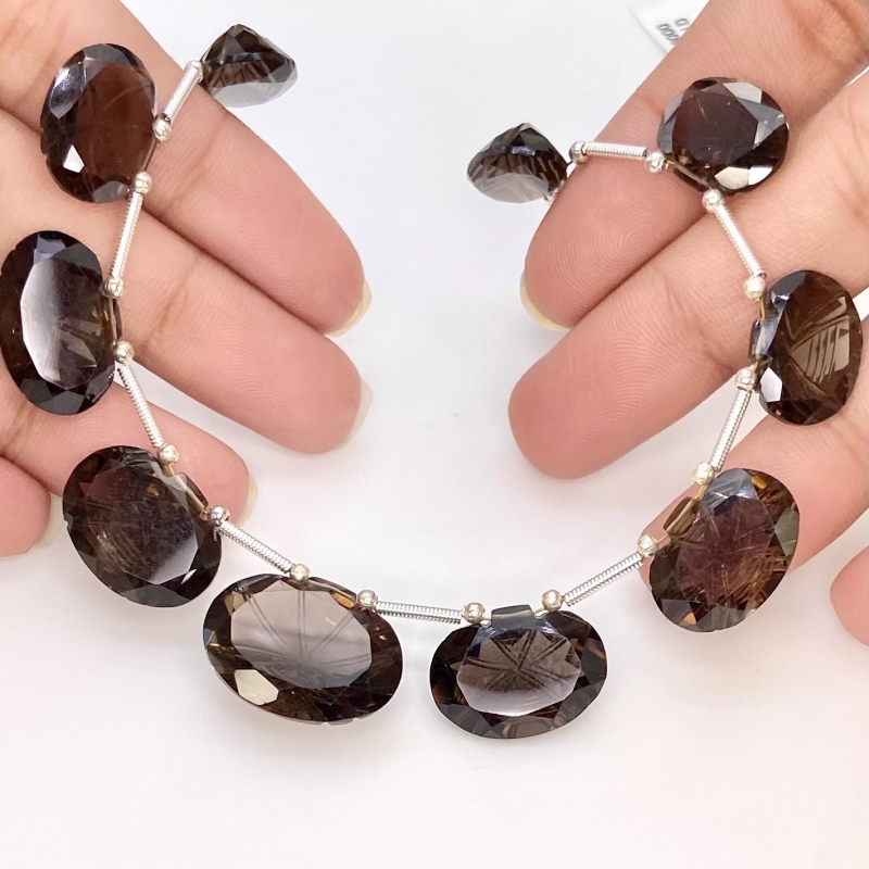 Smoky Quartz 13-20mm Carved Creative Cut Shape AAA Grade Gemstone Beads Layout - Total 1 Strand of 11 Inch.
