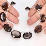 Smoky Quartz 13-20mm Carved Creative Cut Shape AAA Grade Gemstone Beads Layout - Total 1 Strand of 11 Inch.