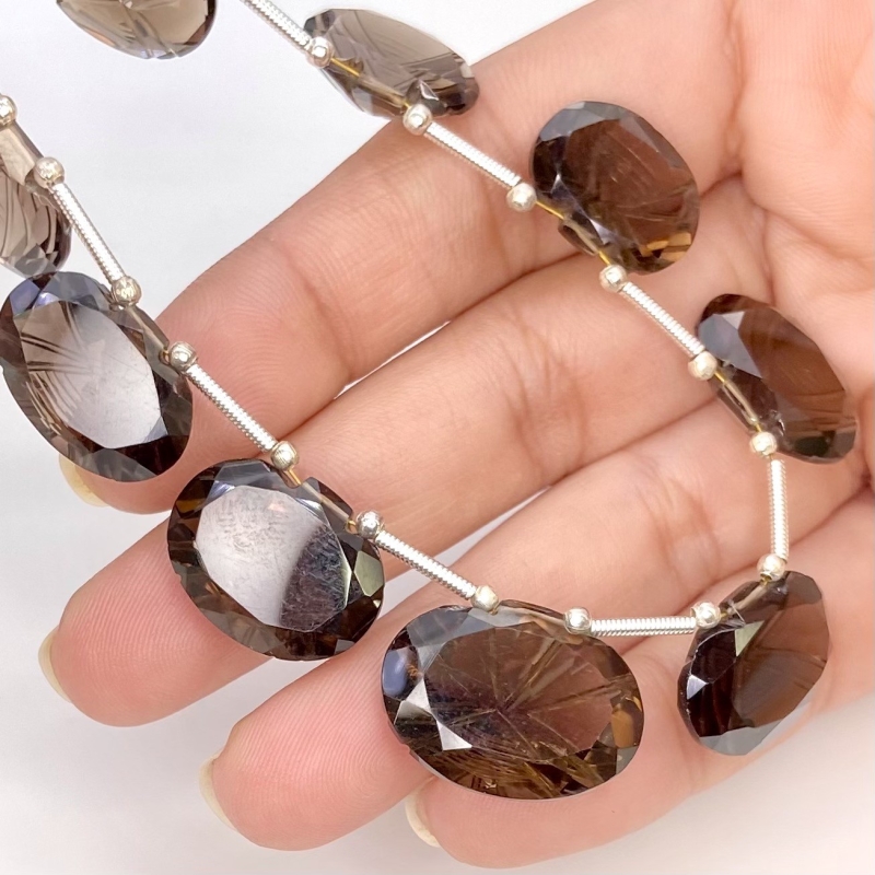 Smoky Quartz 13-20mm Carved Creative Cut Shape AAA Grade Gemstone Beads Layout - Total 1 Strand of 11 Inch.