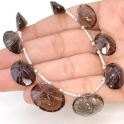 Smoky Quartz 13-20mm Carved Creative Cut Shape AAA Grade Gemstone Beads Layout - Total 1 Strand of 11 Inch.