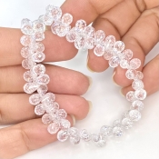 White Topaz 6.5-7.5mm Briolette Drop Shape AAA Grade Gemstone Beads Strand - Total 1 Strand of 8.5 Inch.