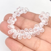 White Topaz 6.5-7.5mm Briolette Drop Shape AAA Grade Gemstone Beads Strand - Total 1 Strand of 8.5 Inch.