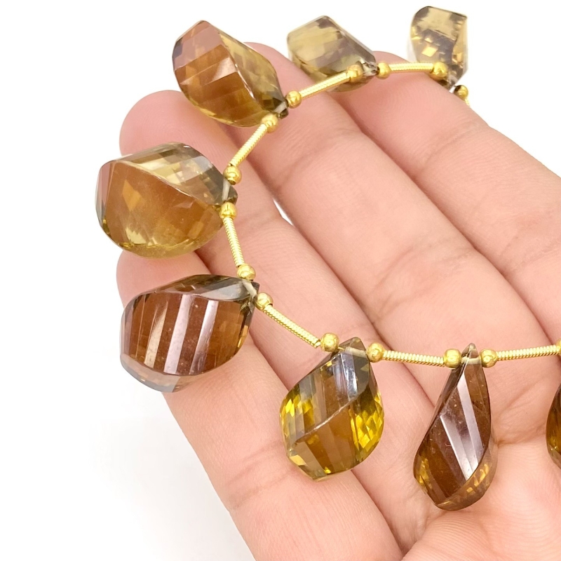Whisky Quartz 17-21mm Step Cut Twisted Shape AAA Grade Gemstone Beads Layout - Total 1 Strand of 8 Inch.