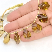 Whisky Quartz 17-21mm Step Cut Twisted Shape AAA Grade Gemstone Beads Layout - Total 1 Strand of 8 Inch.