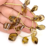 Whisky Quartz 17-21mm Step Cut Twisted Shape AAA Grade Gemstone Beads Layout - Total 1 Strand of 8 Inch.