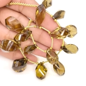 Whisky Quartz 17-21mm Step Cut Twisted Shape AAA Grade Gemstone Beads Layout - Total 1 Strand of 8 Inch.