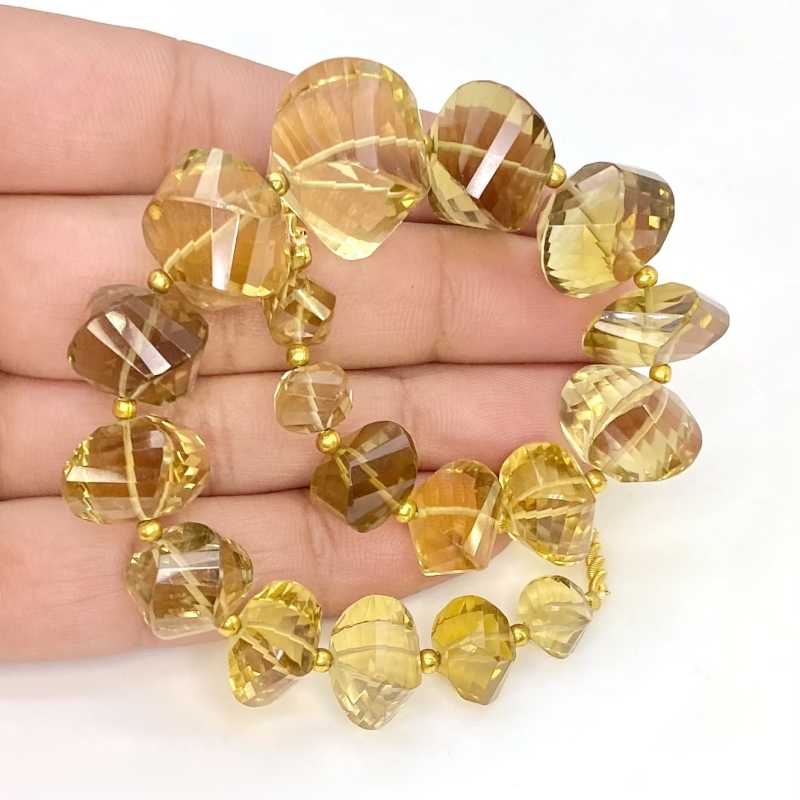 Beer Quartz 7-14.5mm Step Cut Twisted Shape AAA Grade Gemstone Beads Strand - Total 1 Strand of 8 Inch.