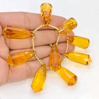 Hydro Citrine 27mm Briolette Long Drop Shape AAA+ Grade Gemstone Beads Layout - Total 1 Strand of 5 Inch.