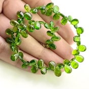 Chrome Diopside 7-8mm Smooth Pear Shape AAA Grade Gemstone Beads Strand - Total 1 Strand of 8 Inch.