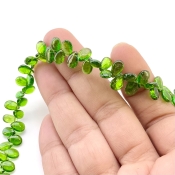Chrome Diopside 7-8mm Smooth Pear Shape AAA Grade Gemstone Beads Strand - Total 1 Strand of 8 Inch.