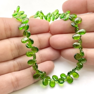 Chrome Diopside 7-8mm Smooth Pear Shape AAA Grade Gemstone Beads Strand - Total 1 Strand of 8 Inch.
