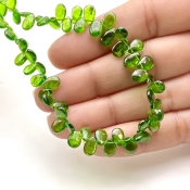 Chrome Diopside 7-8mm Smooth Pear Shape AAA Grade Gemstone Beads Strand - Total 1 Strand of 8 Inch.