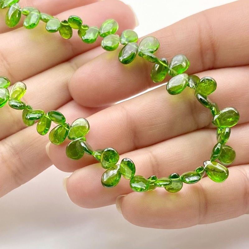 Chrome Diopside 7-8mm Smooth Pear Shape AAA Grade Gemstone Beads Strand - Total 1 Strand of 8 Inch.