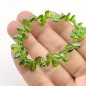 Chrome Diopside 7-8mm Smooth Pear Shape AAA Grade Gemstone Beads Strand - Total 1 Strand of 8 Inch.