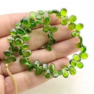 Chrome Diopside 7-7.5mm Smooth Pear Shape AAA Grade Gemstone Beads Strand - Total 1 Strand of 8 Inch.