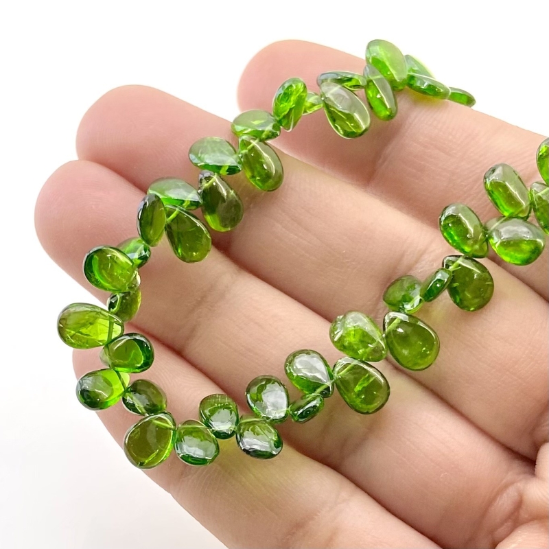 Chrome Diopside 7-7.5mm Smooth Pear Shape AAA Grade Gemstone Beads Strand - Total 1 Strand of 8 Inch.