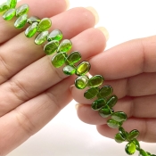 Chrome Diopside 7-7.5mm Smooth Pear Shape AAA Grade Gemstone Beads Strand - Total 1 Strand of 8 Inch.
