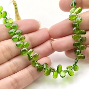 Chrome Diopside 7-7.5mm Smooth Pear Shape AAA Grade Gemstone Beads Strand - Total 1 Strand of 8 Inch.
