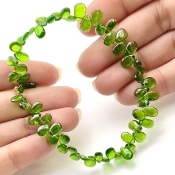 Chrome Diopside 7-7.5mm Smooth Pear Shape AAA Grade Gemstone Beads Strand - Total 1 Strand of 8 Inch.