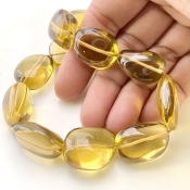 Whisky Quartz 15-21mm Smooth Nugget Shape AAA Grade Gemstone Beads Strand - Total 1 Strand of 17 Inch.