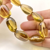 Whisky Quartz 15-21mm Smooth Nugget Shape AAA Grade Gemstone Beads Strand - Total 1 Strand of 17 Inch.