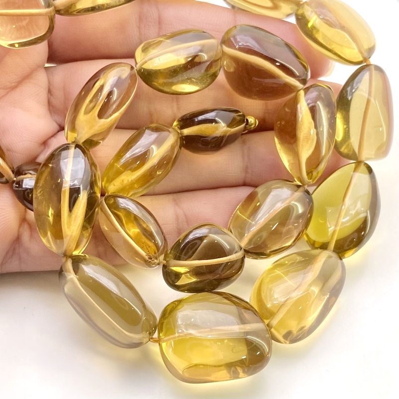 Whisky Quartz 15-21mm Smooth Nugget Shape AAA Grade Gemstone Beads Strand - Total 1 Strand of 17 Inch.