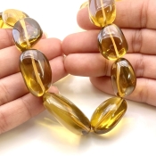 Whisky Quartz 18-33mm Smooth Nugget Shape AAA Grade Gemstone Beads Strand - Total 1 Strand of 17 Inch.