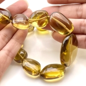 Whisky Quartz 18-33mm Smooth Nugget Shape AAA Grade Gemstone Beads Strand - Total 1 Strand of 17 Inch.