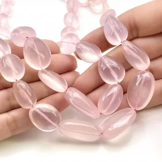 Rose Quartz 12-25mm Smooth Nugget Shape AAA Grade Gemstone Beads Strand - Total 1 Strand of 20 Inch.