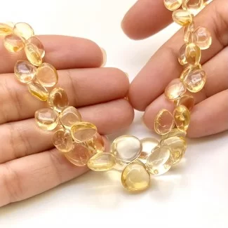 Citrine 6-11.5mm Smooth Heart Shape AA+ Grade Gemstone Beads Strand - Total 1 Strand of 8 Inch.