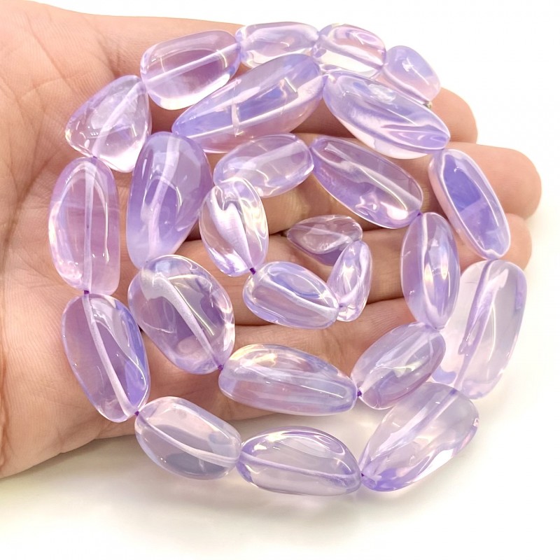 Lavender Quartz 11-24mm Smooth Nugget Shape AAA Grade Gemstone Beads Strand - Total 1 Strand of 17 Inch.