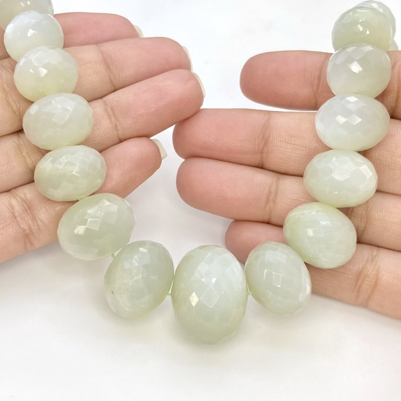 White Moonstone 8-23mm Faceted Rondelle Shape AA+ Grade Gemstone Beads Strand - Total 1 Strand of 16 Inch.