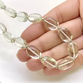Green Amethyst 13-16mm Smooth Oval Shape AA+ Grade Gemstone Beads Strand - Total 1 Strand of 12 Inch.