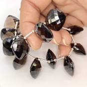 Smoky Quartz 15.5-16mm Briolette Cushion Shape AAA Grade Gemstone Beads Layout - Total 1 Strand of 9 Inch.