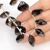 Smoky Quartz 15.5-16mm Briolette Cushion Shape AAA Grade Gemstone Beads Layout - Total 1 Strand of 9 Inch.