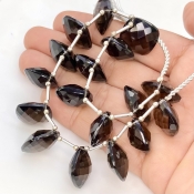 Smoky Quartz 15.5-16mm Briolette Cushion Shape AAA Grade Gemstone Beads Layout - Total 1 Strand of 9 Inch.