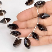 Smoky Quartz 15.5-16mm Briolette Cushion Shape AAA Grade Gemstone Beads Layout - Total 1 Strand of 9 Inch.